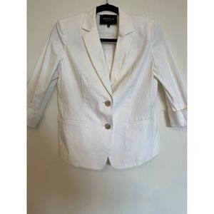 Lafayette 148 Womens 2 White Cotton Blazer Jacket Preppy Career Old Money NWOT